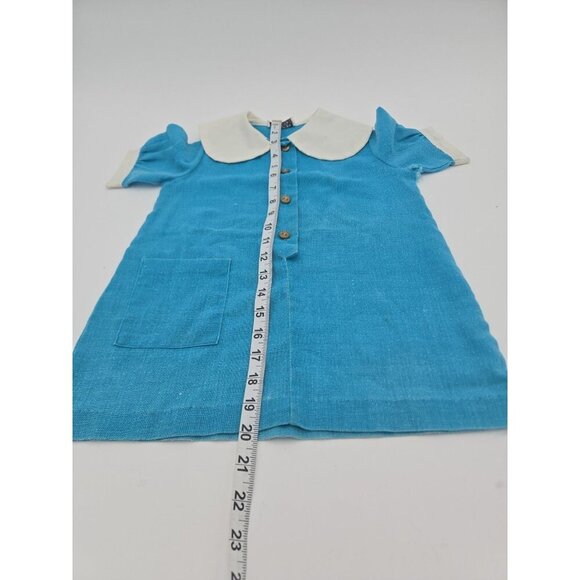 Dan Press Dan River Fabric Baby Dress Blue White Peter Pan Collar Vintage Tear - Picture 7 of 10